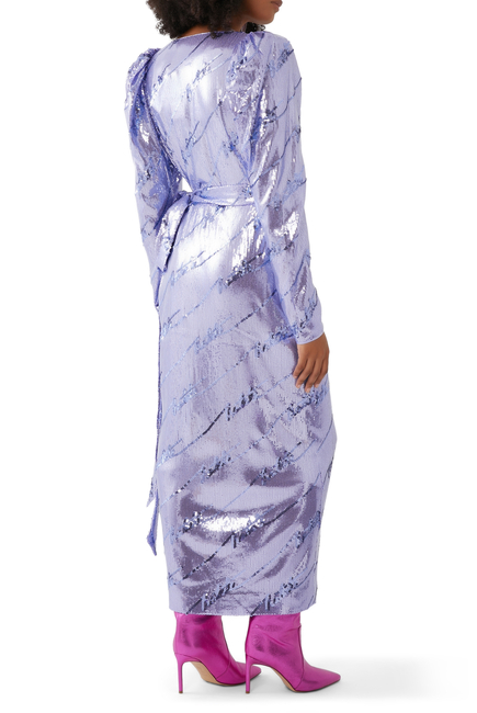Sequinned Wrap Midi Dress
